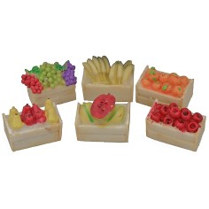 Set 6 cassette di frutta in resina assortite cm 3x2x1,5 h