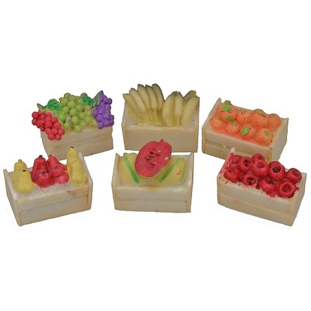 Set 6 cassette di frutta in resina assortite cm 3x2x1,5 h