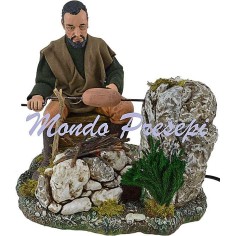 Hombre al asador de 30 cm en movimiento - 3 movimientos Mundo Pesebres