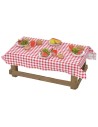 Wooden table with tablecloth and dishes cm 16.5x7x6.5 h