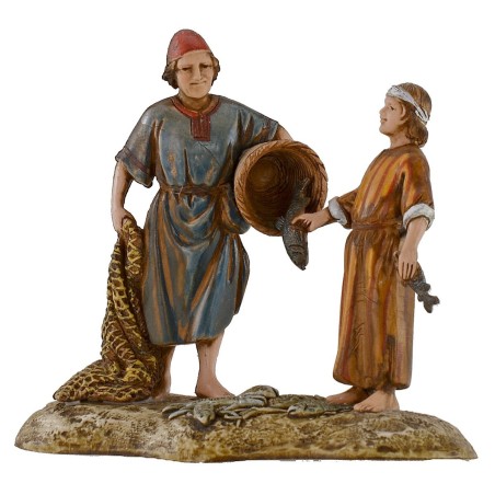 Pescador con niño 10 cm Landi Moranduzzo Mundo Pesebre