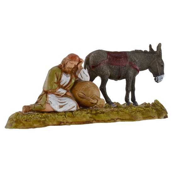 Viejo que descansa con burro serie 10 cm Landi Moranduzzo fig.