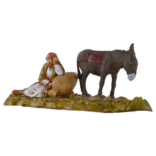 Viejo que descansa con burro serie 10 cm Landi Moranduzzo fig.