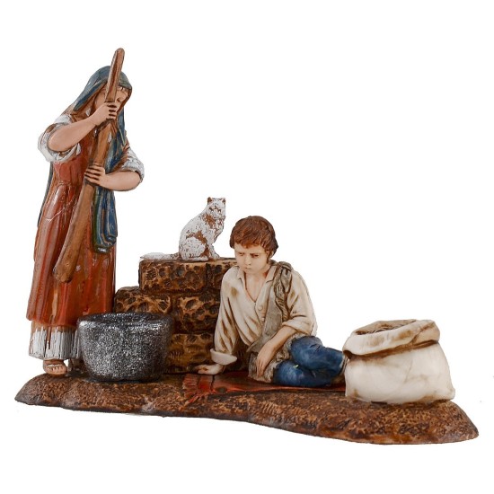 Donna con bambino su tappeto serie 10 cm Landi Moranduzzo Mondo