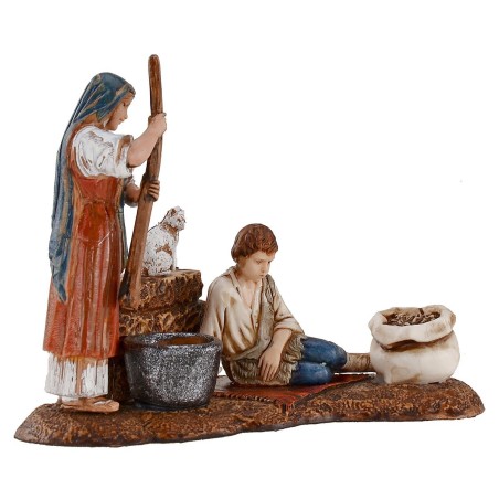 Donna con bambino su tappeto serie 10 cm Landi Moranduzzo Mondo