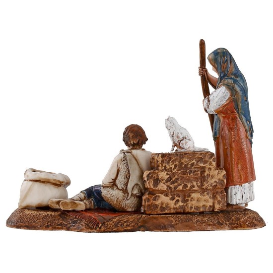 Donna con bambino su tappeto serie 10 cm Landi Moranduzzo