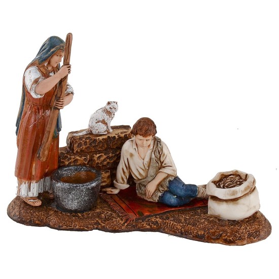 Donna con bambino su tappeto serie 10 cm Landi Moranduzzo