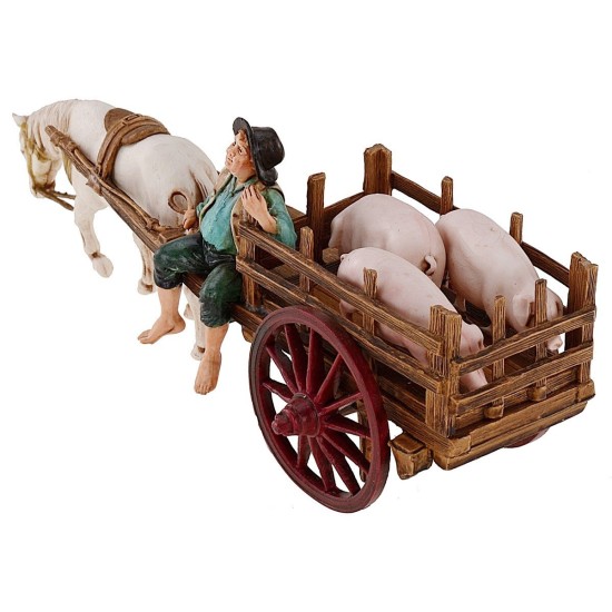 Carro con cerdos serie 10 cm Landi Moranduzzo Mundo Pesebres