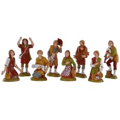 Set 8 personaggi per presepe 10 cm Landi Moranduzzo Mondo