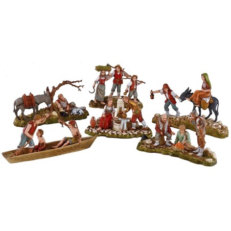 6 Gruppi di statue 10 cm Landi Moranduzzo Mondo Presepi