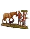 Campesinos con caballo 10 cm Landi Moranduzzo Mundo Pesebres