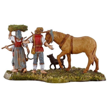Contadini con cavallo 10 cm Landi Moranduzzo Mondo Presepi