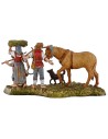 Campesinos con caballo 10 cm Landi Moranduzzo Mundo Pesebres