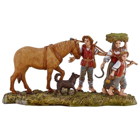 Campesinos con caballo 10 cm Landi Moranduzzo Mundo Pesebres