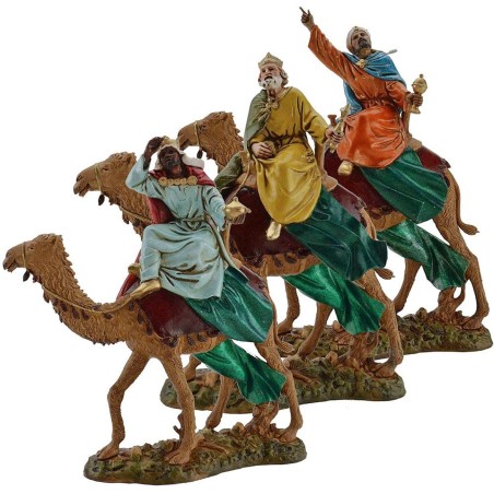 Tres Reyes Magos en camello de 12 cm Landi Moranduzzo