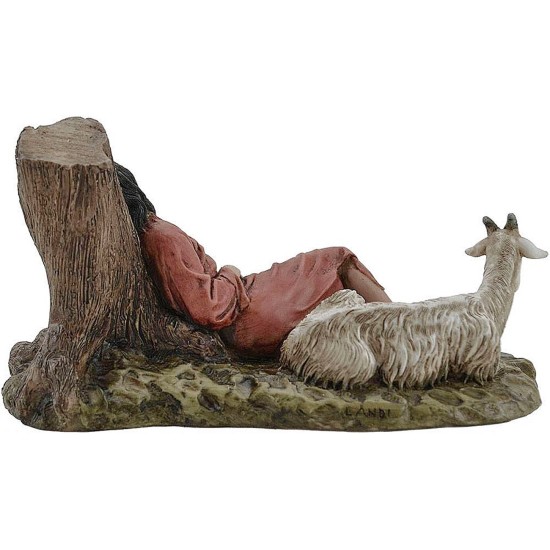 Sleeper with goat Landi Moranduzzo series 15 cm in resin