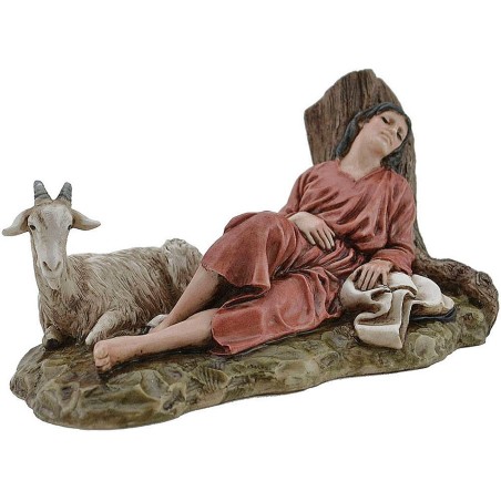 Dormiente con capra serie Landi Moranduzzo 15 cm in resina