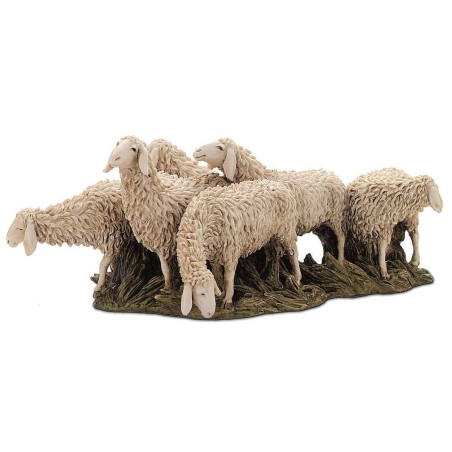 Gregge of sheep in resin Landi Moranduzzo for statues 15 cm