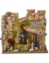 Borgo iluminado completo de estatuas Landi con molino de agua