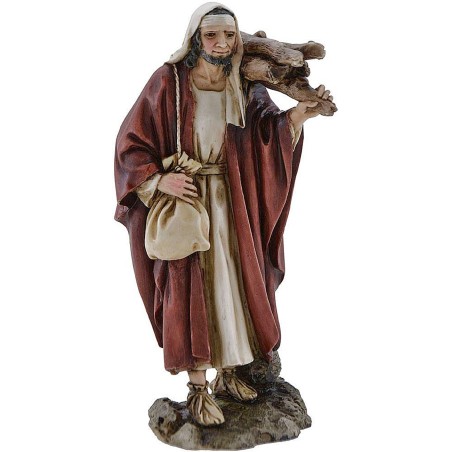 Shepherd with wood Landi Moranduzzo 15 cm in resin