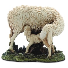 Oveja con Corderito en resina Landi Moranduzzo para estatuas de