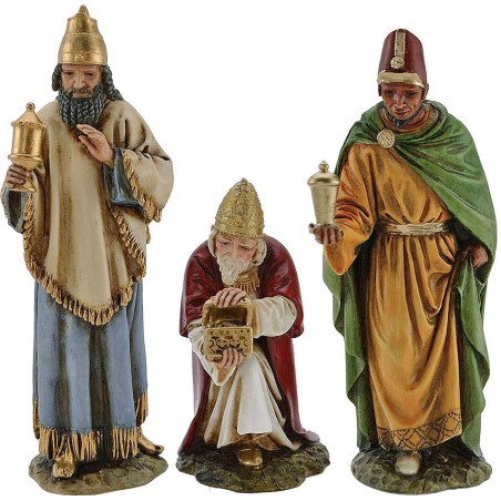 Tres Reyes Magos Landi Moranduzzo 15 cm en resina Mundo Pesebres