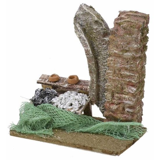 Ambientación con puesto de pescado de 9x6x9,5 cm de altura para