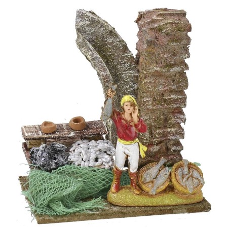 Setting with fish bench cm 9x6x9,5 h for statues of 6 cm