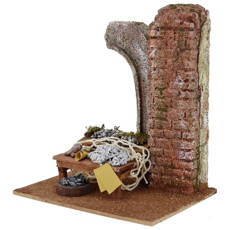 Ambientación con mostrador de pescado para estatuas de 12 cm