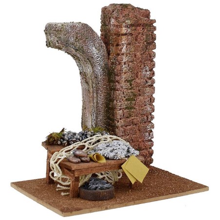 Ambientación con mostrador de pescado para estatuas de 12 cm