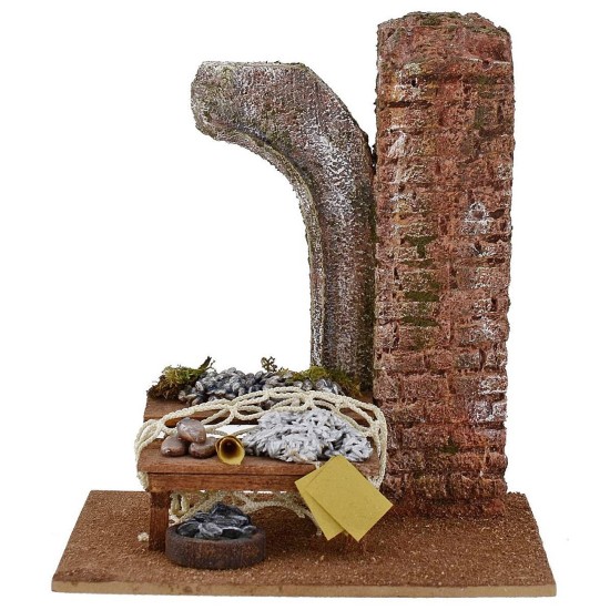 Escenario con mostrador de pescado para estatuas de 12.