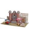 Setting with current-operated fountain, fisherman's boat and