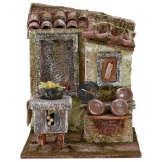 Ambientación de cocina para belén de 14,5x12x18 cm de altura