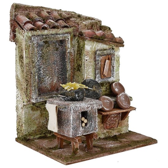 Ambientación de cocina para belén de 14,5x12x18 cm de altura
