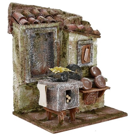Ambientación de cocina para belén de 14,5x12x18 cm de altura