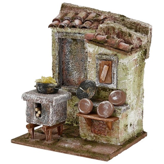 Kitchen setting for presepe cm 14,5x12x18 h. 