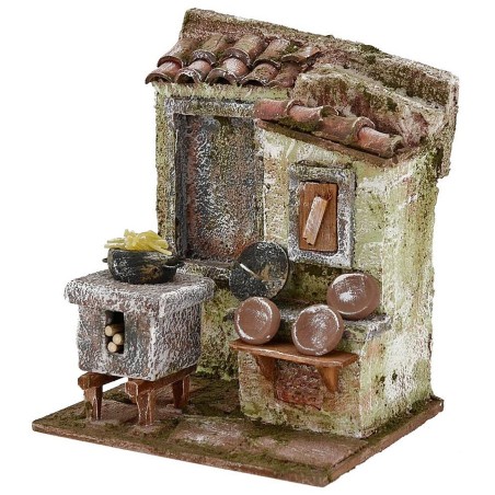 Ambientación de cocina para belén de 14,5x12x18 cm de altura