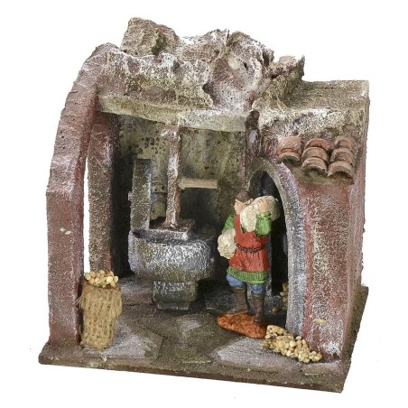 Escenario de un molino para belén de 11,5x9x11 cm de altura