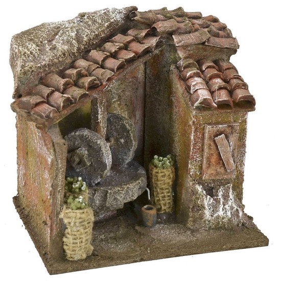 Ambientazione di un frantoio per Presepe cm 11,5x9x11 h per