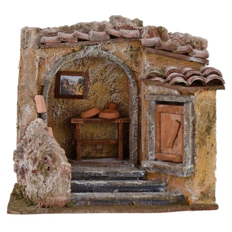Ambientación taller de cerámica para belén de 19,5x14,5x17,5 cm