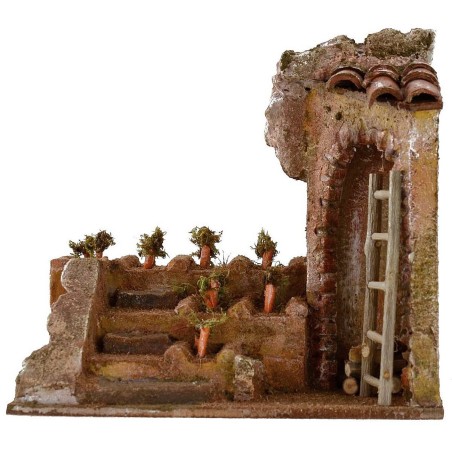 Ambientación de huerto con terrazas para belén de 19,5x14,5x18