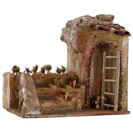 Ambientación de huerto con terrazas para belén de 19,5x14,5x18