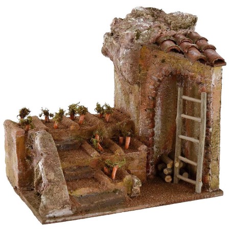 Ambientación de huerto con terrazas para belén de 19,5x14,5x18