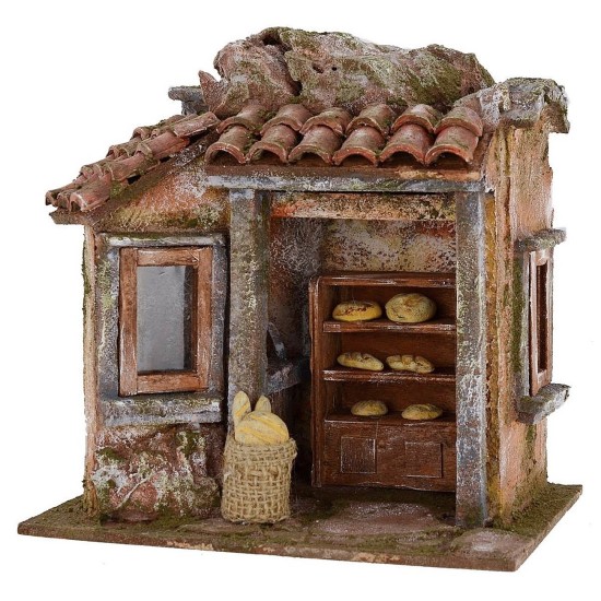 Escenario de panadería para Belén de 19,5x14,5x20 cm de alto