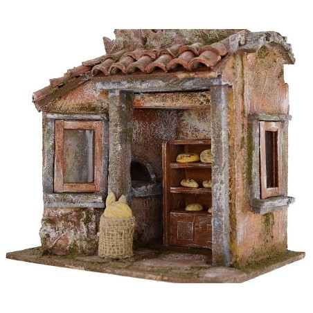 Escenario de panadería para Belén de 19,5x14,5x20 cm de alto