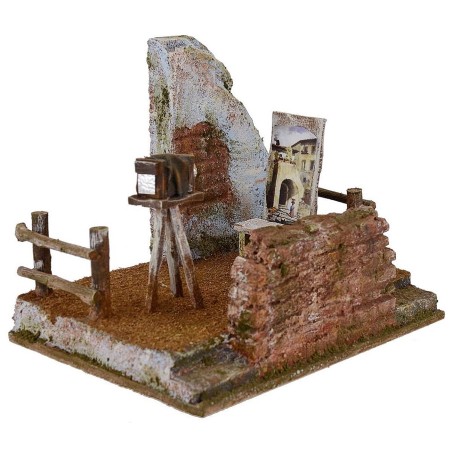 Escenario para belén de pintura y fotografía de 19,5x14,5x15 cm