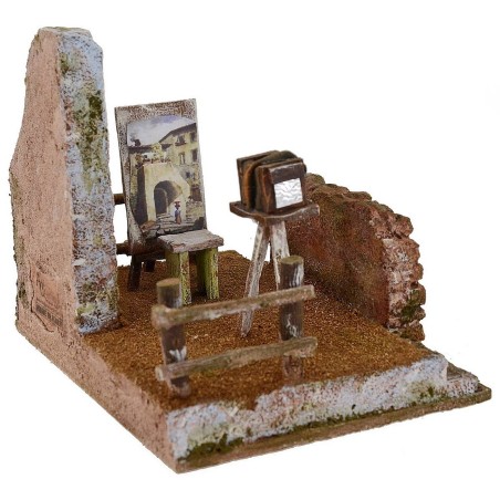 Escenario para belén de pintura y fotografía de 19,5x14,5x15 cm