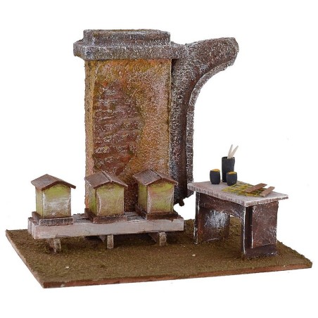 Apiario con colmenas para belén de 19,5x14,5x16,5 cm para