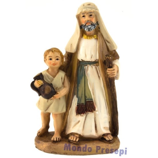 Hombre con niño 9 cm resina Mundo Pesebres