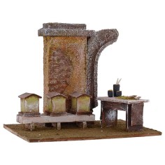 Apiario con colmenas para belén de 19,5x14,5x16,5 cm para 2
